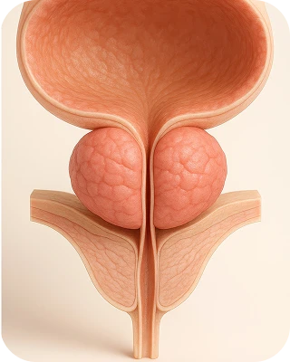 Schemat: prostata z rozrostem (BPH)